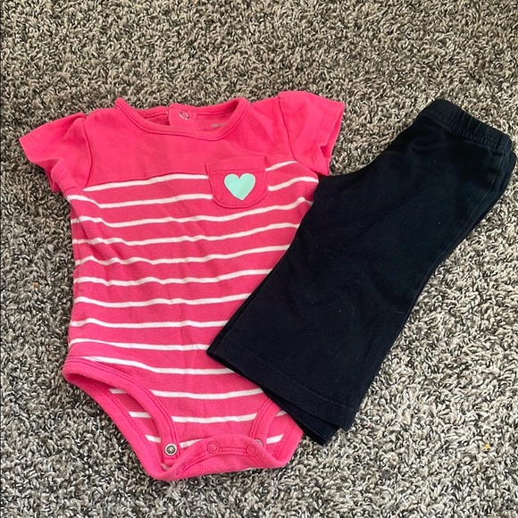 Carter's Other - Carter's Pink Striped Onesie and Circo Black Pants Matching Set